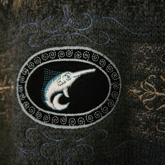 Vintage x Mariner Swordfish Embroidered Velvet Print Sweatshirt - Picture 2 of 7